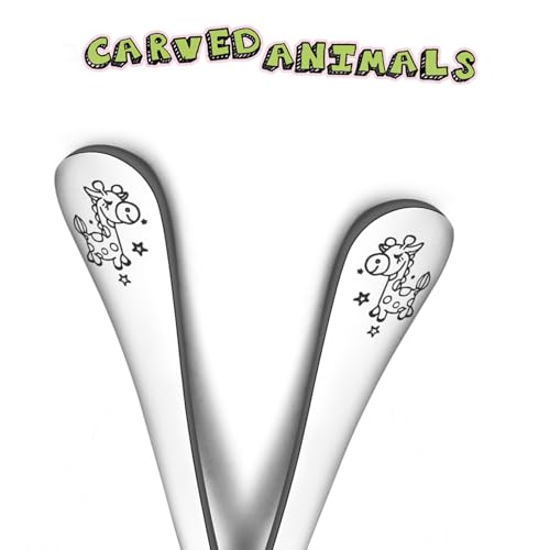 Stainless Steel Toddler Fork Set - 6 Cute Animal Utensils