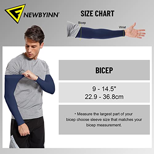UV Sun Protection Arm Sleeves - Cooling Sleeves, 2 Pairs Navy Blue