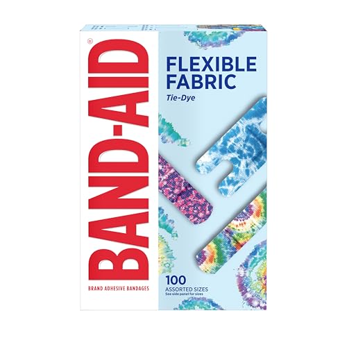 Tie-Dye Adhesive Bandages - 100 Count Flexible Fabric Wound Care