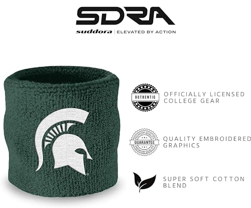 College Athletic Wrist Sweatbands Pair - Moisture-Wicking Cotton for Basketball, Tennis, Football