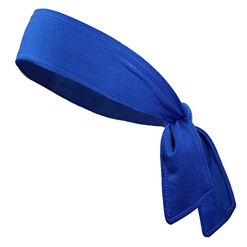 Adjustable Tie Headband for Running & Sports - Blue