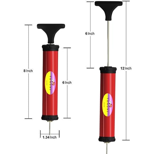 Portable Hand Air Pump Kit for Sports Balls & Inflatables - Red
