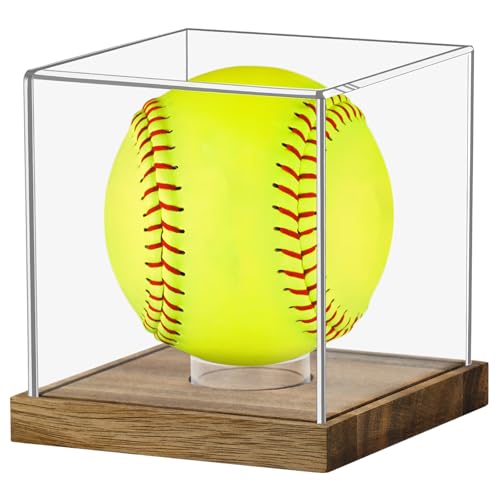 Acrylic Softball Display Case with Wood Base - Elegant Storage Box