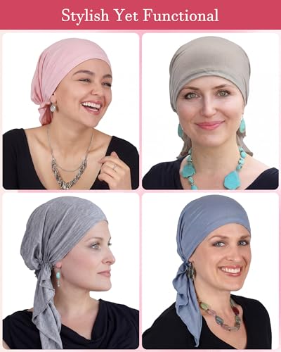 Halfchet Soft Color Chemo Headwear for Women - Cancer Scarf 4 Pack