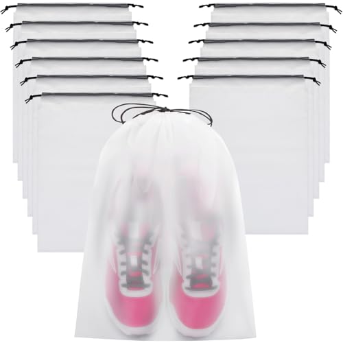 Large Transparent Shoe Bags for Travel - 12 Pcs, Drawstring