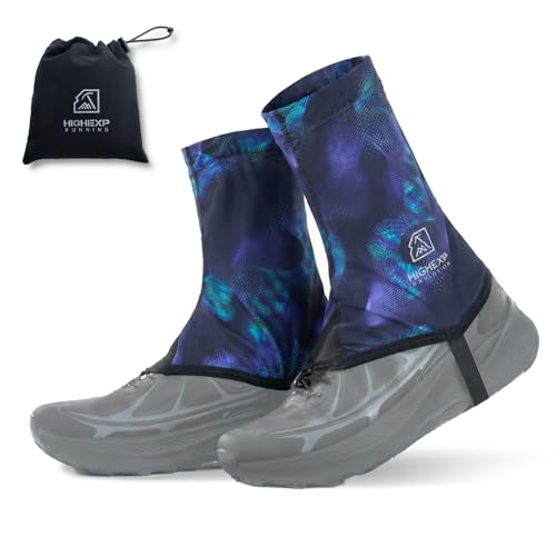 Lightweight Adjustable Trail Gaiters for Hiking - Large Black/Purple