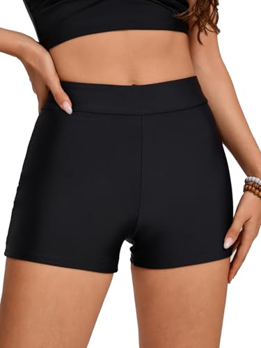 High Waist Swim Shorts Women Tummy Control Bathing Suit Bottoms