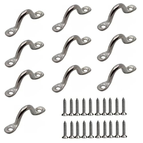 Stainless Steel Pad Eye Straps - 10 Pcs with Screws, 53mm Length