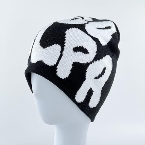 Y2K Beanie Hat - Medium Black Streetwear for Women & Men