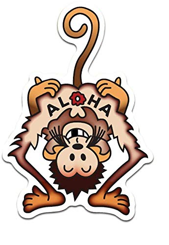 Monkey Aloha Hard Hat Stickers - 4 Pack Fun Welding Decals