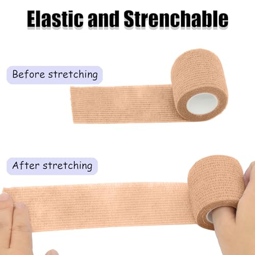 Self-Adhesive Bandage Wrap - Skin Color, 6 Pack, 2 Inch x 5 Yards