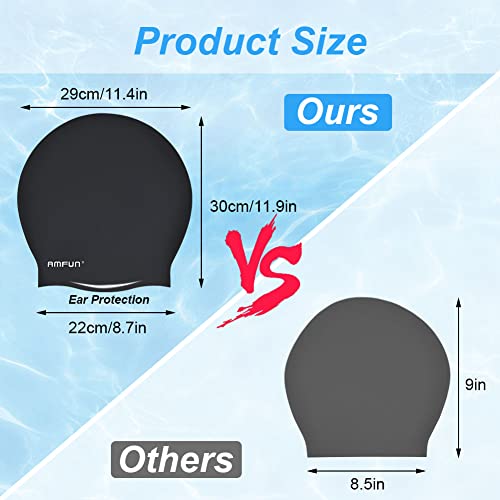 Extra Large Silicone Swimming Cap for Long Hair - Black