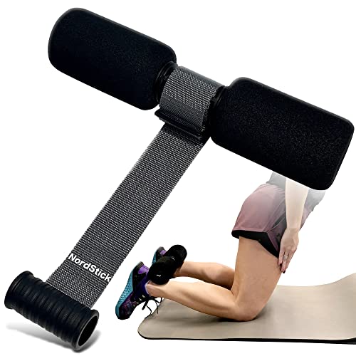 NordStick Nordic Hamstring Curl Strap - Portable Exercise Set - Black & Grey