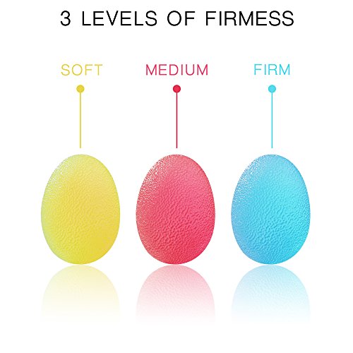 Stress Balls Set with Carry Bag - 3 Resistance Levels - Red/Yellow/Blue