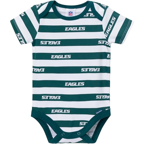 NFL Baby Boys 3-Pack Long Sleeve Bodysuits - Philadelphia Eagles 0-3 Months