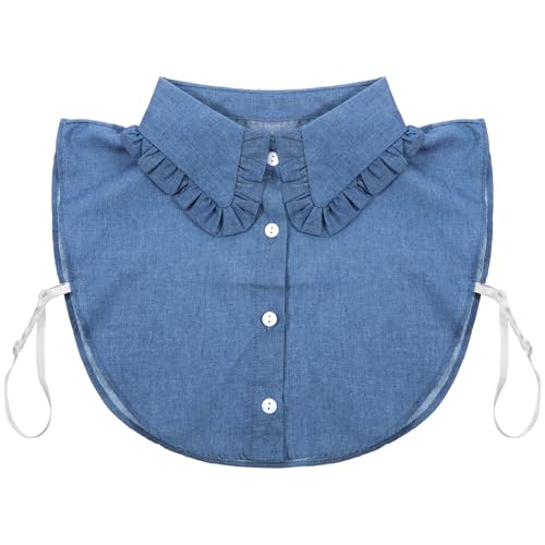 Women's Denim Detachable Collar - Blue Fake Dickey Half Shirt Accessory