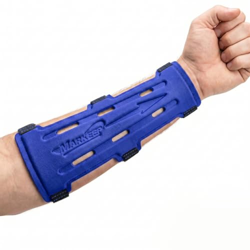 Adjustable Archery Arm Guard - Breathable Bowstring Protector - Blue, 8"