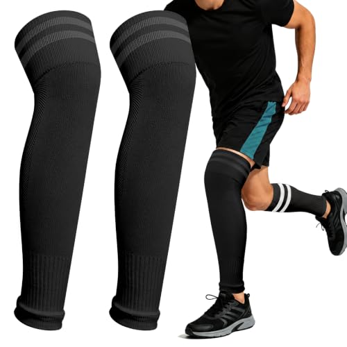 Compression Soccer Leg Sleeves - Grip Socks - Medium Mesh Black