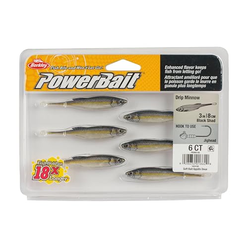 PowerBait Drip Minnow Fishing Soft Bait - Black Shad / 3"