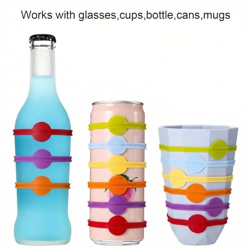 24 Silicone Drink Markers - Reusable Cup and Glass Identifiers