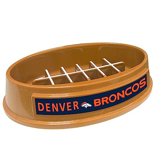 NFL Denver Broncos Slow Feeder Dog & Cat Bowl - Football Design