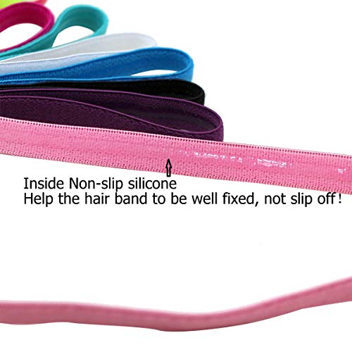 Non-Slip Athletic Headbands - Black 5 Pack for Sports & Fitness