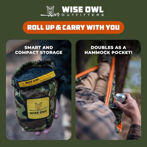 Wise Owl Outfitters Double Camo Black Camping Hammock 500lbs Portable Outdoor Gear