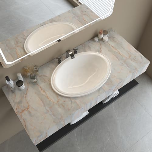 16"¡¿118" Thick Blue Gold Marble Wallpaper Peel and Stick Glossy Marble Contact Paper for Backsplash Countertops Vinyl Wrap Waterproof Faux Granite Wall Tile Sticker for Cabinets Kitchen Walls