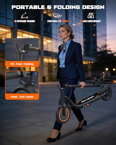 Electric Scooter V3 - 350W Motor, 19 MPH, 28 Mile Range, Black & Orange