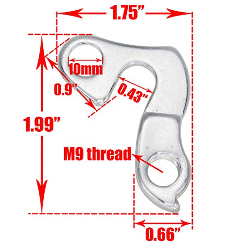 Bicycle Derailleur Hanger - 2 Pack, M9 Thread, Silver Tone
