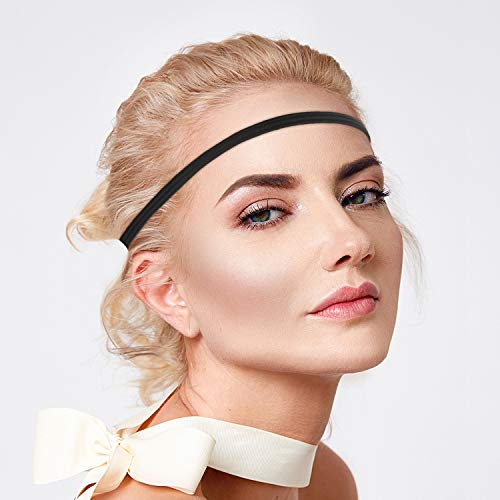 24 Pcs Thin Elastic Sports Headbands - Black Athletic Hair Bands