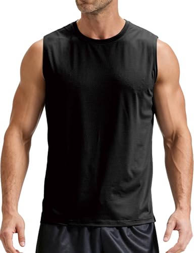 Men's Black X-Large UPF 50+ UV Swim Shirt Tank Top - Sleeveless Water Sports Wear