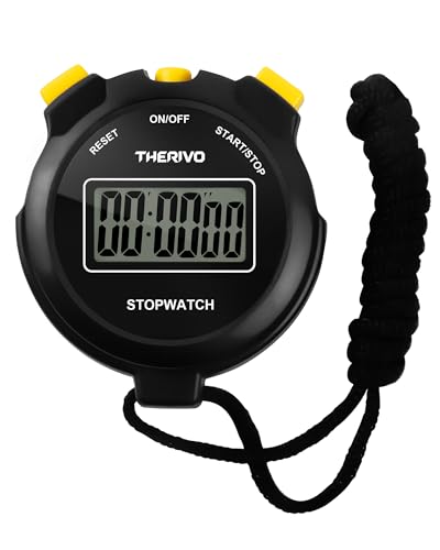 Digital Silent Stopwatch Timer - Easy to Use, Large Display - Black