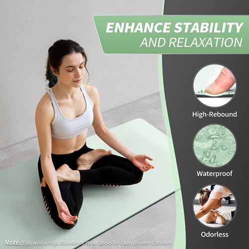 CAMBIVO Extra Thick Yoga Mat 8mm 72 x 24 in Mint Green + Gray Non-Slip TPE for Yoga, Pilates & Floor Exercise