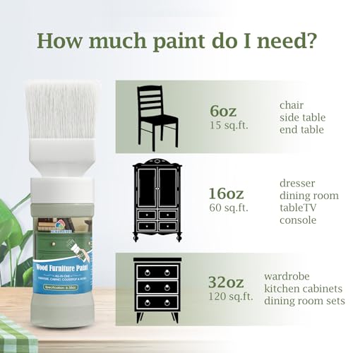 Wood Furniture Paint for Cabinets, Doors, Tables, Chairs and Dressers All In One Refinishing Matte Wood Paint Kit Water-Based No Need Prime No Varnish Easy to Use 6.35oz-1 Pack (Pure White)
