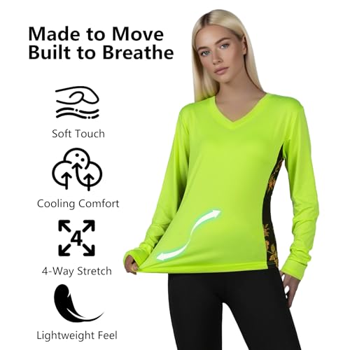 Women's UPF 50+ Sun Protection Long Sleeve Hiking Shirt - X-Small Yellow