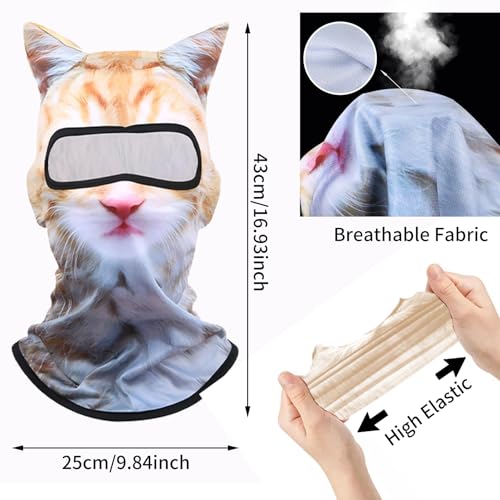 3D Cat Ear Ski Balaclava Face Mask - Cute Animal Design - Yellow