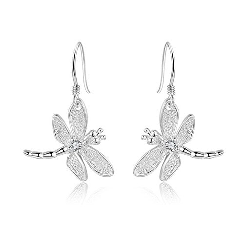 925 Sterling Silver Dragonfly Drop Earrings for Women
