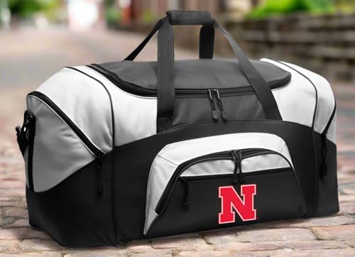 Nebraska Huskers Duffel Bag - Official Logo, Large Capacity - Black