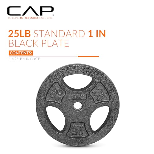 CAP Standard 25 lb Cast Iron Weight Plate Pack - Black, 1-Inch Grip