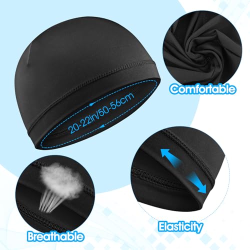 4pcs Breathable Skull Caps - Thin Sleep Hats & Running Beanies - Black, White, Dark Gray, Royal Blue
