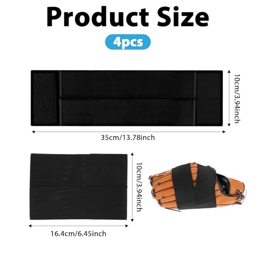 Baseball Glove Wrap Bands - 4 PCS Elastic Strap 35cm x 10cm