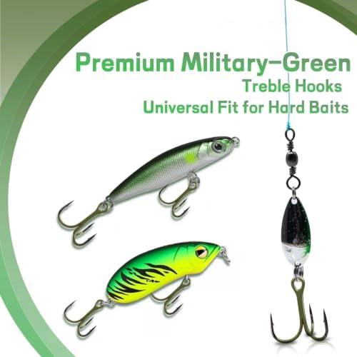 2X Strong Treble Hooks - 10 Pcs Replacement Fishing Hooks