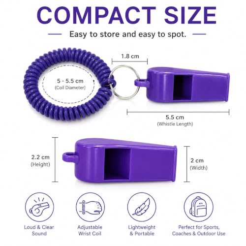 High-Frequency Sports Whistle with Adjustable Wrist Strap - Purple