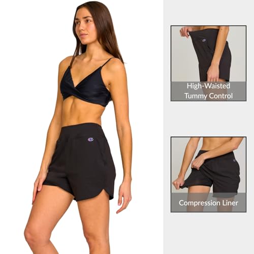 Champion Women’s 5" High Waisted Board Shorts – Black (Large)