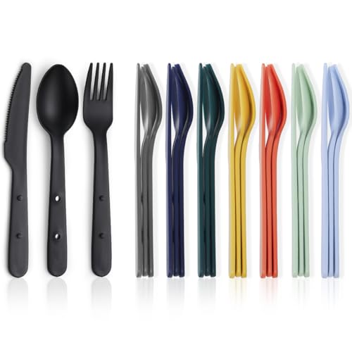 Travel Utensils Set for 8 - Reusable Cutlery for Camping & Picnics