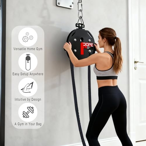 Endless Rope Trainer Pulley Cable System - Adjustable Resistance JG-PS07
