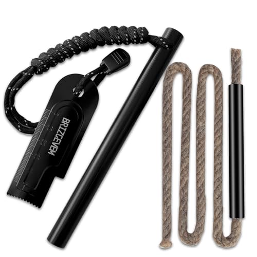 Ferro Rod Fire Starter with Waxed Tinder Cord - 6x1/2 Inch
