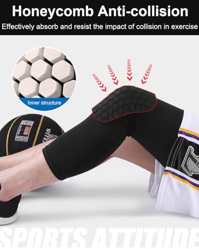 Basketball Knee Pads Sleeves - Honeycomb Compression - Medium/Black