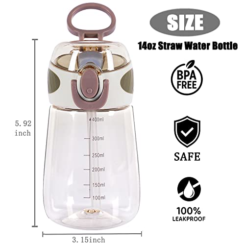 BPA-Free Lightweight Water Bottle with Straw 14oz - Pink